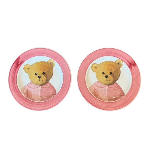 2 Vintage Italian Alimenti Teddy bear 8" plates - Picture 4 of 13